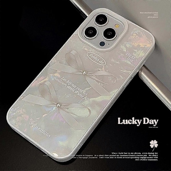 iPhone 14 Pro TPU -kotelo simpukankuviolla ja helmikoristeella, suojaava puhelinkuori