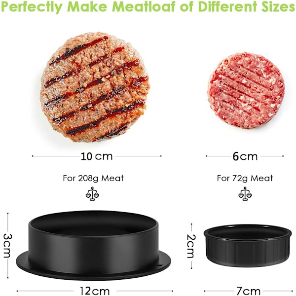 Multi-storleks Burgerpress Burger Patty Form 3 i 1