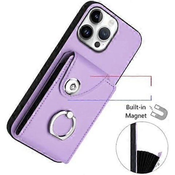 Kompatibelt med iPhone 16 Pro Max Plånboksfodral med Korthållare Design 360° Rotationsring Stativ Snäppknapp Stöttåligt Skyddsfodral för iPhone 16 Pro
