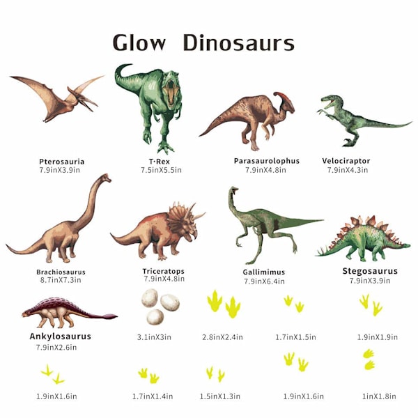 Dinosaurie lysande väggdekaler, självhäftande DIY-dekaler