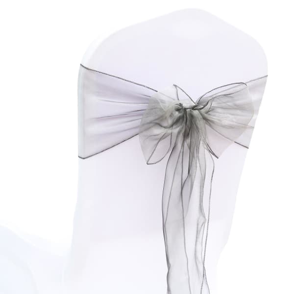 25 st Organza Sashar Täcker Tulle Båge Sash Tie Band Bröllop Fest silver silver