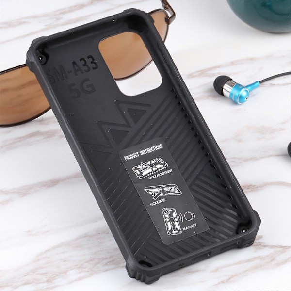 Stöttåligt TPU + PC Magnetiskt Skyddsfodral med Hållare för Samsung Galaxy A33 5G