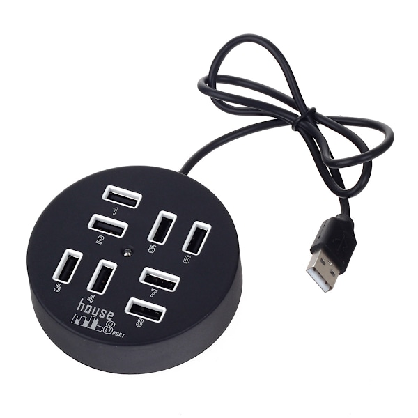 Hub Sirkulær Multiport Splitter Lader Adapter black