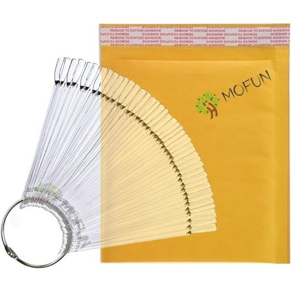 Neglefarve display sticks, salon neglefarve display sticks, manicure øvelse, vifteform, med metalring, 50 ark pr. pakke, naturlig farve Transparent