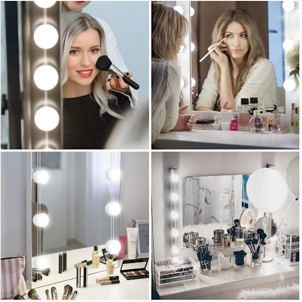 LED Spejlslys Hollywood Stil Spejl Makeup Lys 10 Dæmpbar