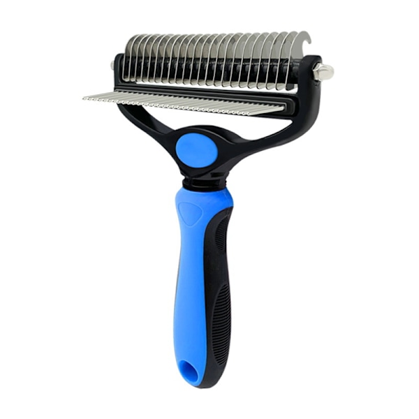 Grooming- och avknyttringskam-set 2-i-1 dubbelsidig blad blue