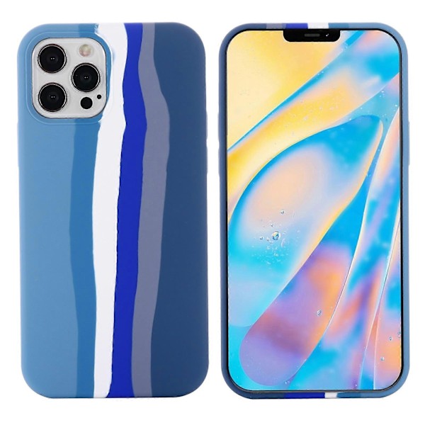 Regnbågsfärgat flytande silikonskal för iPhone 14 Pro Max