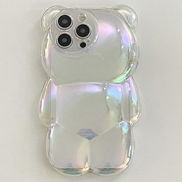 Fodral till iPhone 14 Pro Färgplätering Björnform Flexibelt TPU Mobilskal