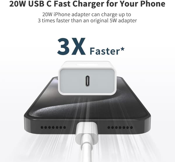 USB C Lader, 2-Pakning Plu, 20W Type C Hurtig Vegglader Strømadapter