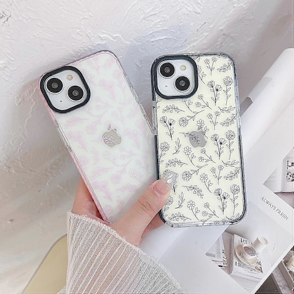 1 stk. designet for iPhone 16 Pro Max-deksel, søte, klare silikonhvite blomster, for kvinner og jenter, sklisikkert og ripebestandig telefondeksel (kompatibelt med iPh