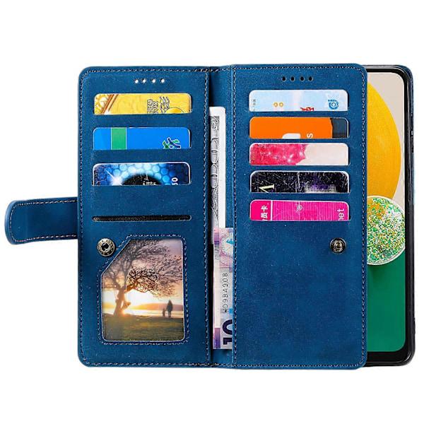 PU-læder telefoncover med lynlåspung og 9 kortlommer til Samsung Galaxy S25+