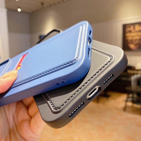 TPU-etui med kortholder og skydelinsbeskyttelse til iPhone 15 Pro Max