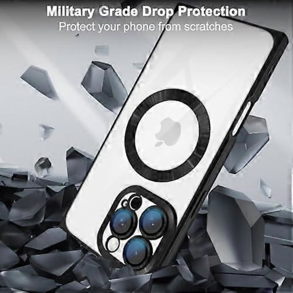 Starkt Magnetiskt Skal för iPhone 16 Pro Max Skal Transparent Kompatibelt med Magsafe Skydd Kamerlinsskydd Skyddande Icke-Gulnande Elektropläterad Mjuk