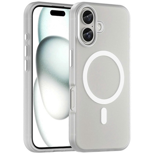 Skal för iPhone 16 Kompatibelt med MagSafe TPU+PC Slim Matt Genomskinligt Telefonskal - Vit