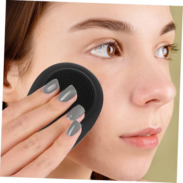2 stk. Silikone Ansigtsrensebørste Eksfolierende Manuelt Værktøj til Hudrensning og Massage Black 8x5.2cm
