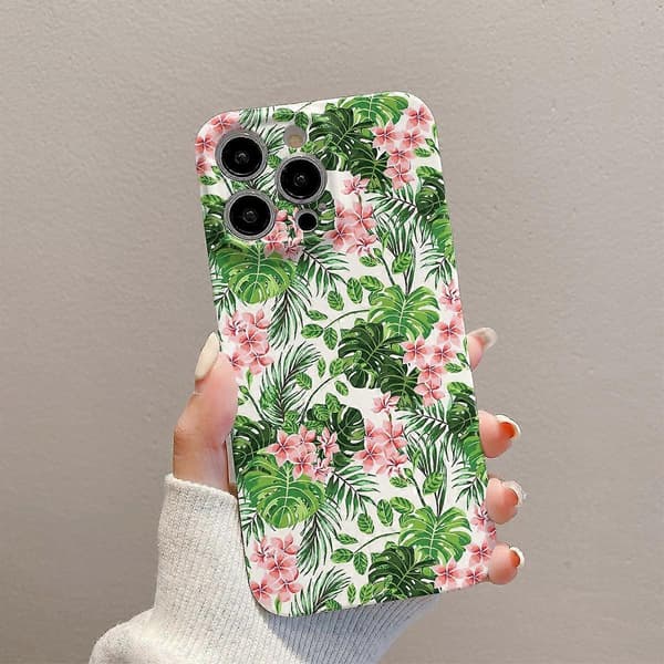 For iPhone 14 Pro Max Tropisk Plante Mønster Telefondeksel Hard PC Telefon Bakdeksel