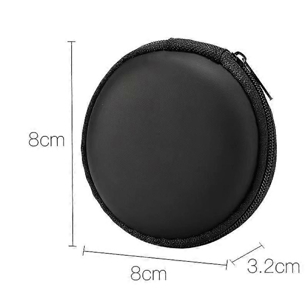 8 x 8 x 3,5 cm - Hovedtelefon Etui Headset Hårdt Beskyttelsescover - Sort