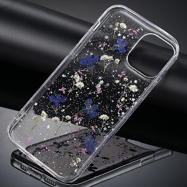 Til Iphone 12 Mini Gypsophila Blomster Mønster Tpu Beskyttelsesetui (blå)