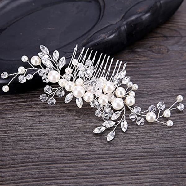 Brude Blomster Side Barrette Perle Brudehovedpynt