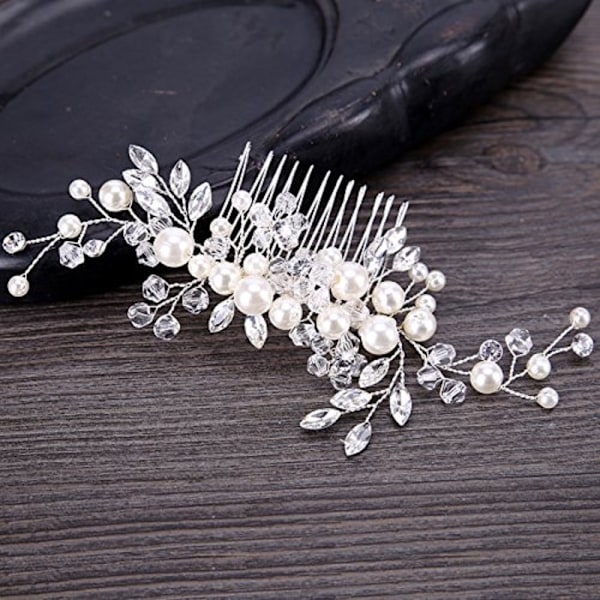Bryllupsblomster Side Barrette Perle Bryllupshodeplagg