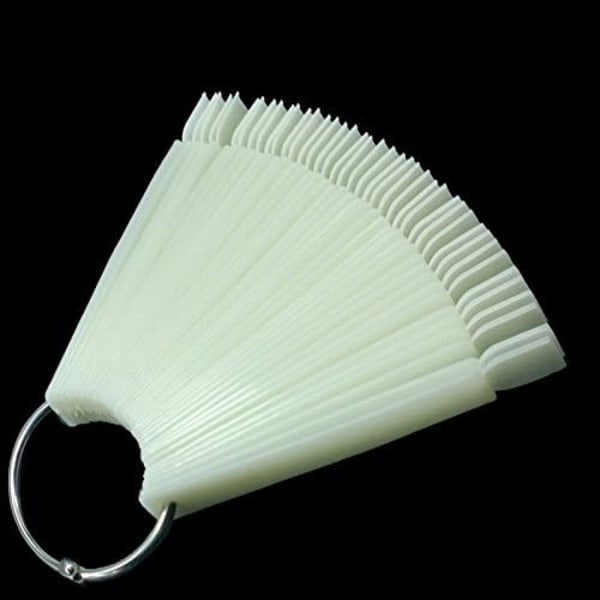 Neglefarve display sticks, salon neglefarve display sticks, manicure øvelse, vifteform, med metalring, 50 ark pr. pakke, naturlig farve Natural Color