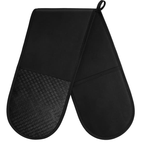 Deluxe Dubbel Ugnsvante, 250°C/482°F Värmebeständiga BBQ Ugnsvantar, för Matlagning Bakning Grillning - Svart