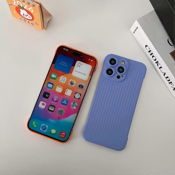 For iPhone 14 Pro Max Deksel Bølgepapp Tekstur Rammeløs Hard PC Telefondeksel