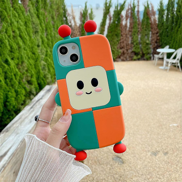 iPhone 13 Pro Max Kawaii Skal 3D Tecknad Söt Robot Skal Mjukt Silikon Unikt Roligt Skyddsfodral för Kvinnor Flickor Slimmad Passform