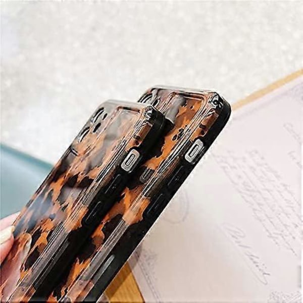 iPhone 13 Pro Max Skal Sköldpadda Gepard Leopardtryck Sött Trendigt Djurmönster Design Flexibelt Mjukt TPU Skyddande Kvinnor Flickor Brun Stötsäker