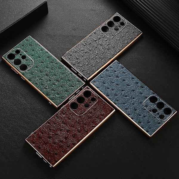 För Samsung Galaxy S23 Ultra 5G Läder Struts Textur Nano Elektroplätering Mobilskal