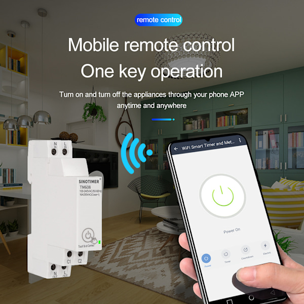 WiFi sähköenergiamittari DIN-kisko sähkömittari 16A 100-240V