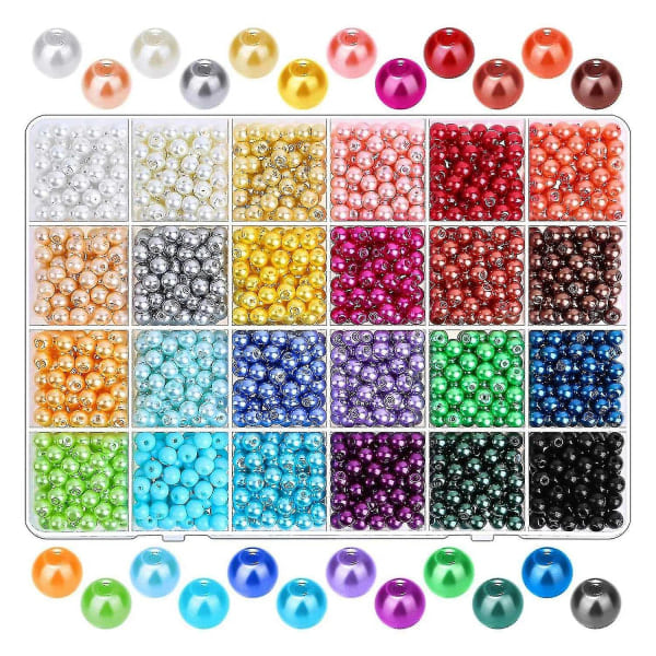 1680 stk. 6 mm 24 farger runde perler hullperler for smykkelaging løse avstandsperler for juvel