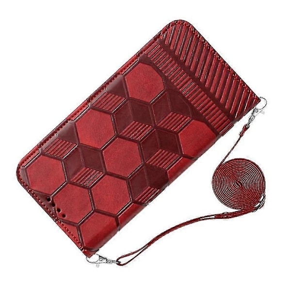 Iphone 13 Pro Max -puhelimen punainen jalkapallokuvioinen crossbody-puhelinkotelo magneettikiinnityksellä
