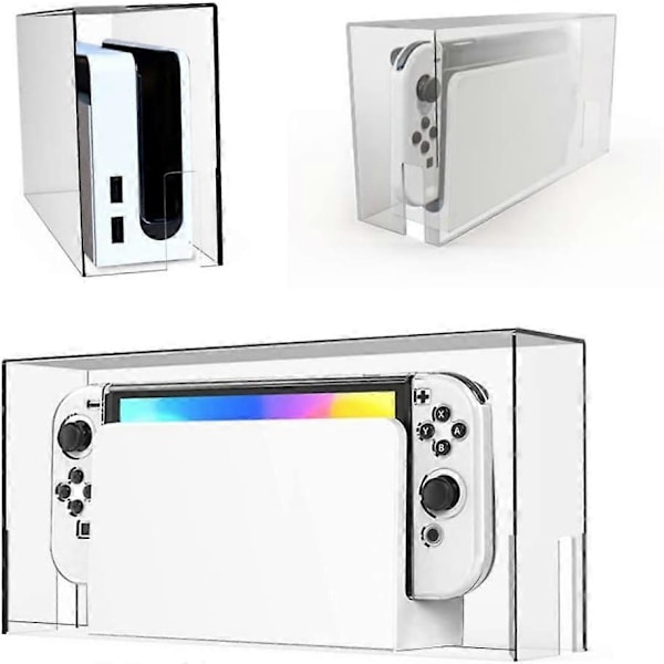 Støvdeksel for Nintendo Switch & Switch OLED, Swtich Tilbehørsbeskyttelse for NS Switch/Switch OLED, Vanntett Anti-ripe Deksel - Transparent