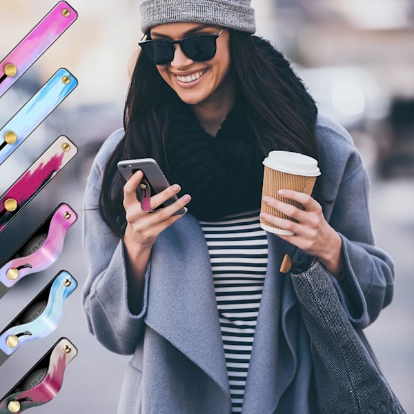 6 Stycken Telefon Grepphållare Mobiltelefon Grepprem Teleskopisk Fingerrem Ställ Universal Fingerstöd för De Flesta Smartphones (Drömmande Färger) Dreamy Colors