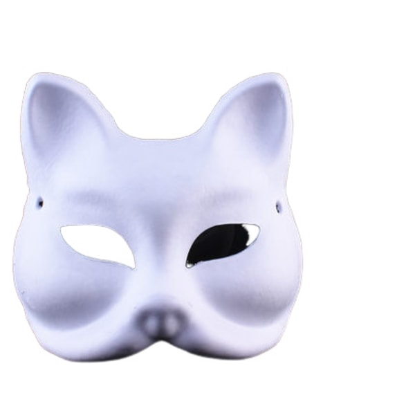 Halloween barnmask vit handmålad pulpmask barnmålningsmask vit embryofärgmask katt cat