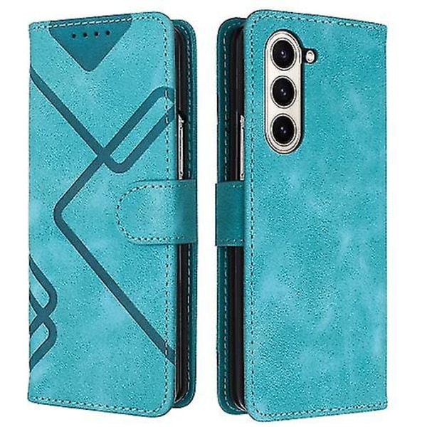 Til Samsung Galaxy Z Fold5 Linjemønster Hudfølelse Læder Telefon Cover
