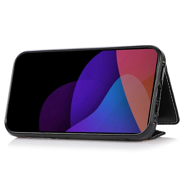 For iPhone 15 Mobiltelefon Deksel Triangel Lokk Kortveske Lær+TPU Deksel med Lang Stropp