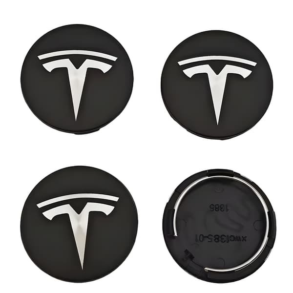 4-pak Tesla Centerkapsler – Fælgnavsemblem 56 mm Sort black