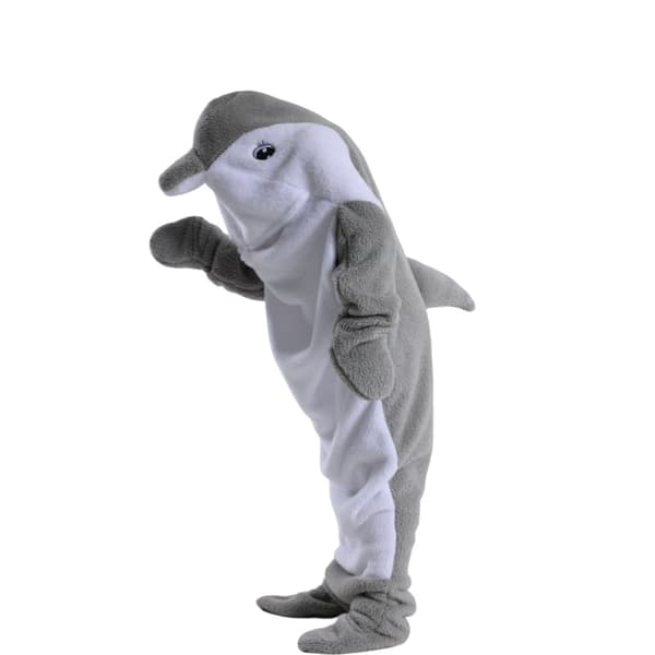 Hajformad Sovsäcksfilt Tecknad Djur Jumpsuit Flanell Herr- och Dam Hemmakläder Hajpyjamas Grå Delfin