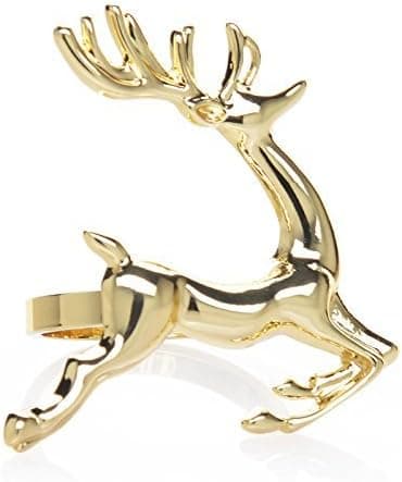 6 stk. jule fawn servietspænder, metal servietring