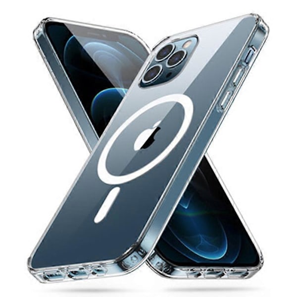 För iPhone 15 Pro Max Kompatibel med MagSafe Transparent TPU Telefon Skal Baksida