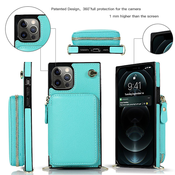 Til iPhone 14 Pro Cover Stativ TPU+PU Mobiltelefon Cover Med Lang Rem