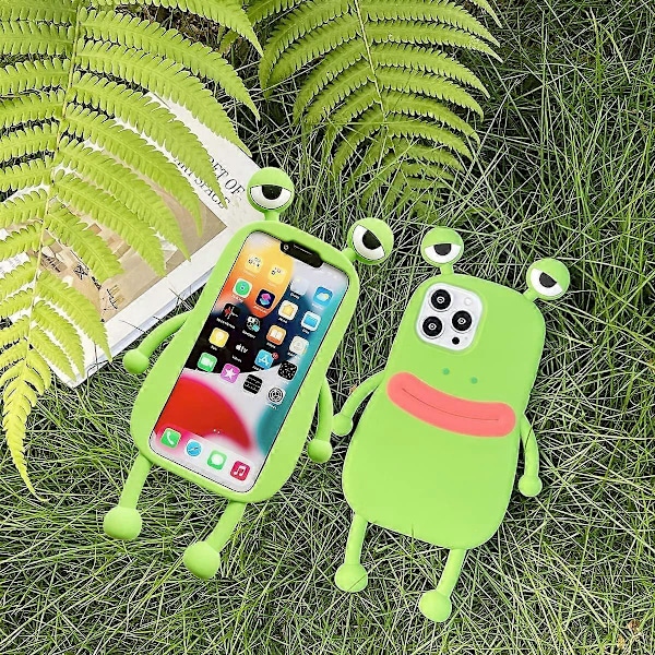 iPhone 15 Pro Max Kawaii Skal 3D Tecknad Söt Groda Skal Mjukt Silikon Unikt Roligt Skyddsfodral för Kvinnor Flickor Slimmad Anti-Fall Skyddande