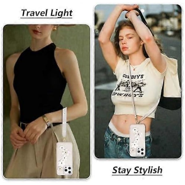 Skal för iPhone 16 Pro Max, Plånbok med Korthållare, Söt Blomdesign Crossbody Mobilväska för Kvinnor, PU Läder Magnetiskt Ställ Stöttåligt Skydd