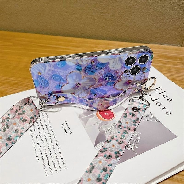 iPhone 15 Pro Max -puhelimen kuori, strassikoristeet, epoksi PC+TPU-suojus kaulanauhalla