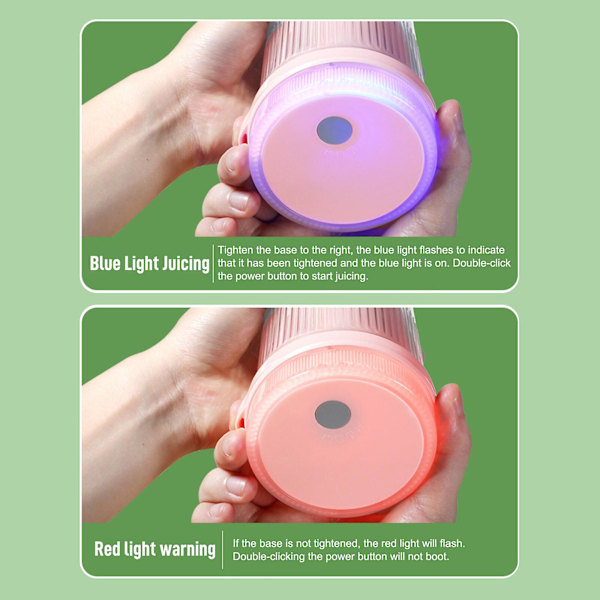 Genopladelig Bærbar Juicer Blender Flaske, Rustfrit Stål pink