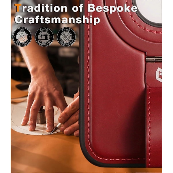 1 stk. Capture Grip Strap Magnetisk Stativ til iPhone 15 Pro Max Cover med Skærmbeskytter, Beskyttende iPhone 15 Pro Max Cover Læder, Kompatibel med M