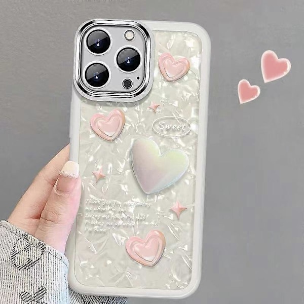 iPhone 13 Pro Max TPU-puhelinkotelo, iskunkestävä, sydänkoristeella ja kantohihnalla