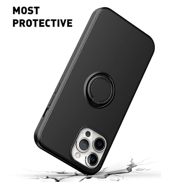 Silikone telefoncover med ring og støttefod til iPhone 14 Plus